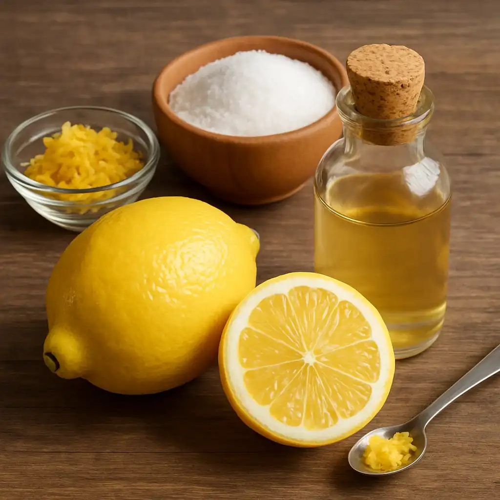 Fresh lemons, lemon zest and a small bottle of lemon extract